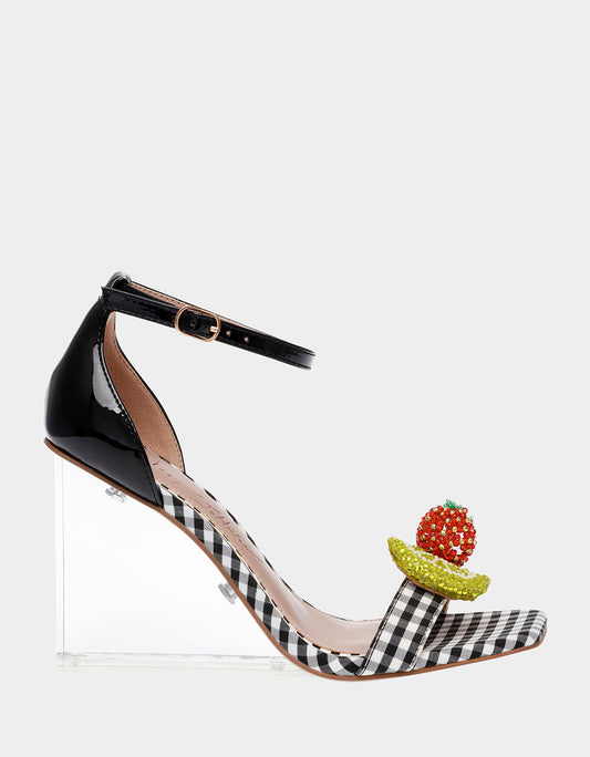 Betsey Johnson Great Value | HARLEN BLACK MULTI Gingham Sandal