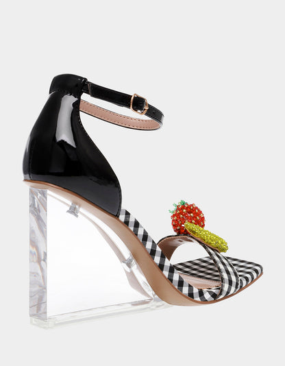 Betsey Johnson Great Value | HARLEN BLACK MULTI Gingham Sandal