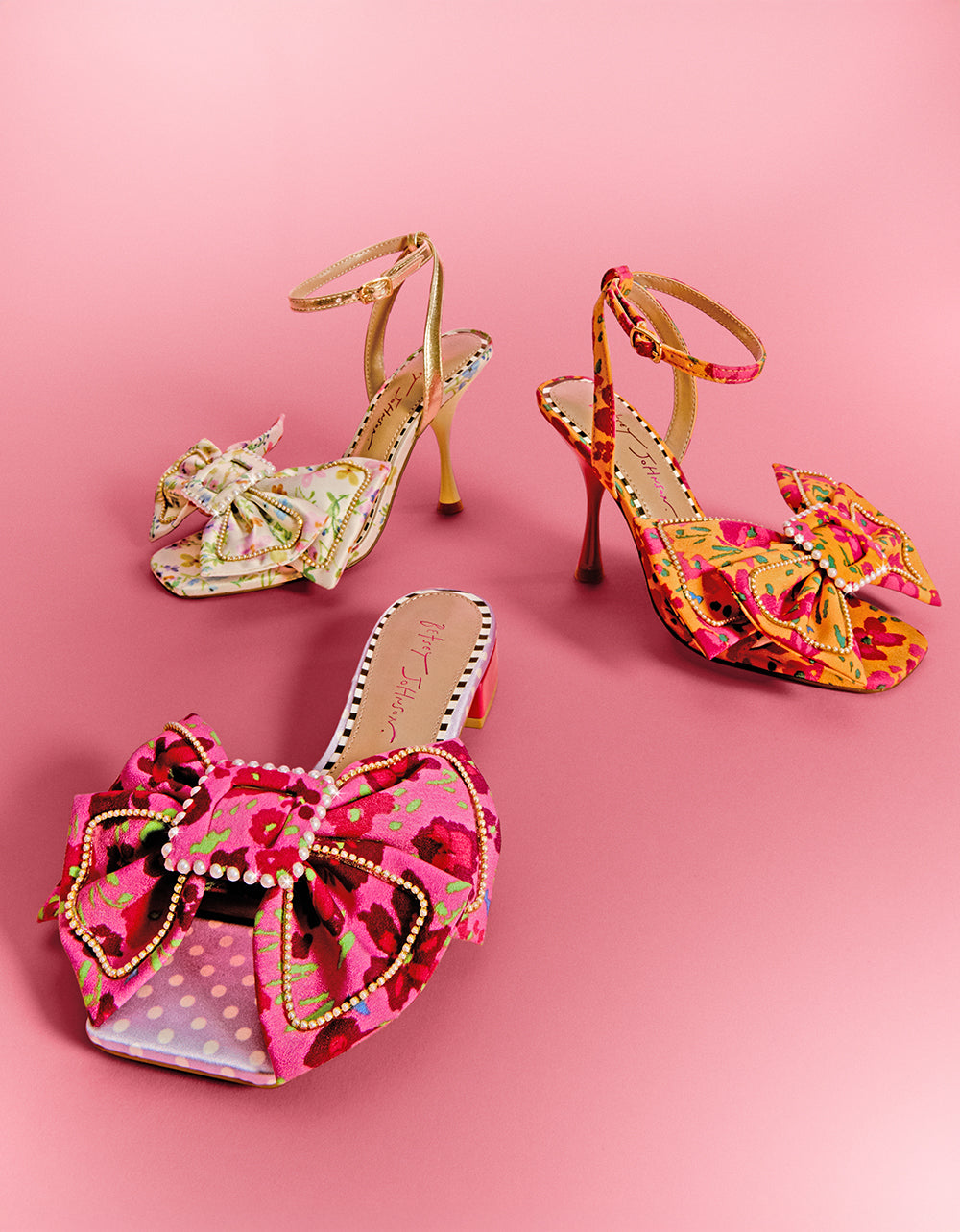 Betsey Johnson Classic | GARNET PINK FLORAL Square-Toe Mule Block Heel
