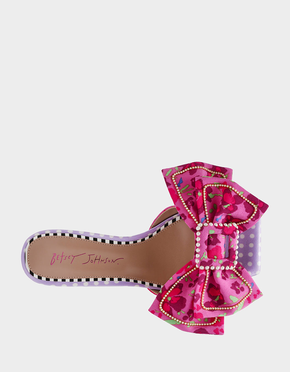 Betsey Johnson Classic | GARNET PINK FLORAL Square-Toe Mule Block Heel