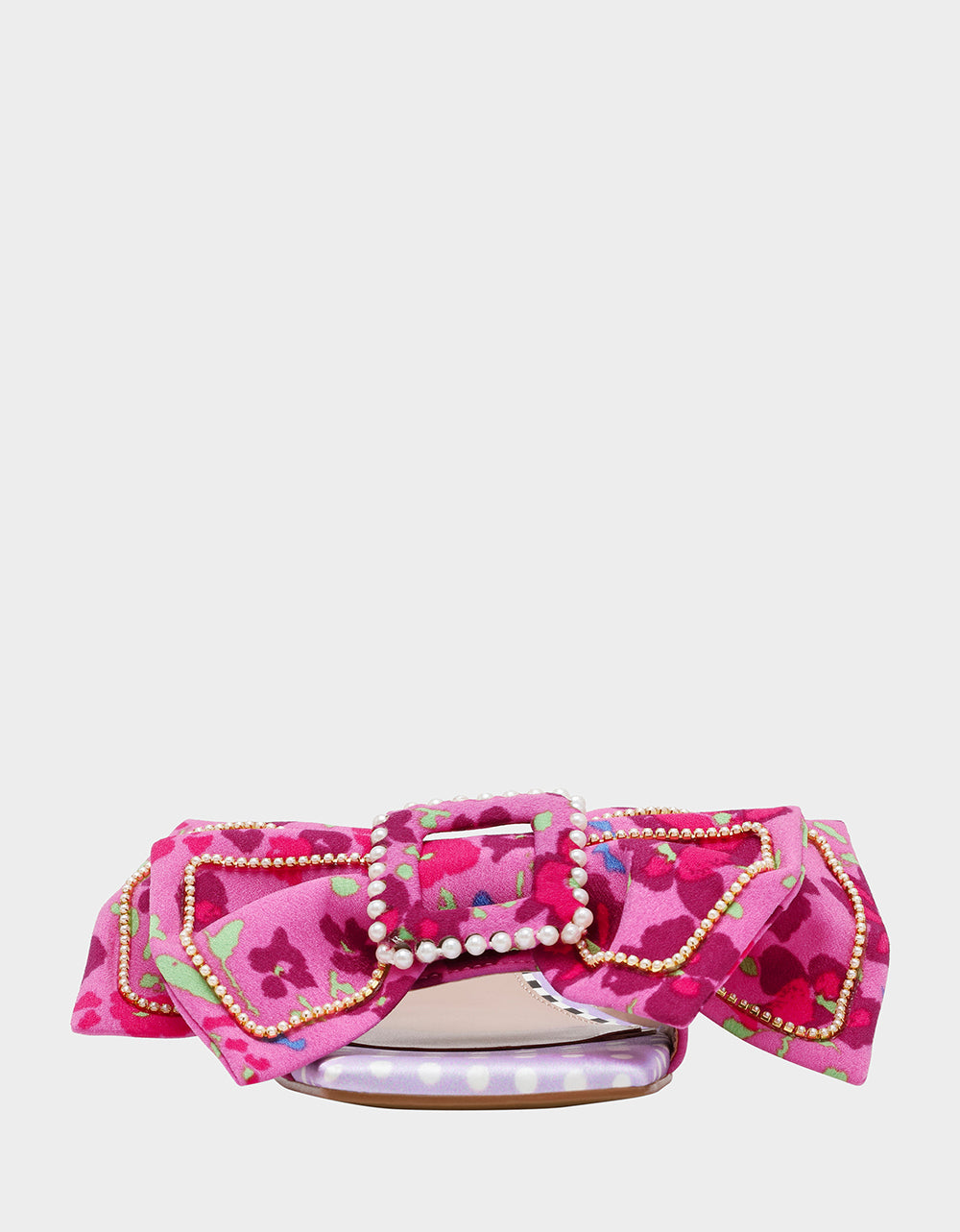 Betsey Johnson Classic | GARNET PINK FLORAL Square-Toe Mule Block Heel