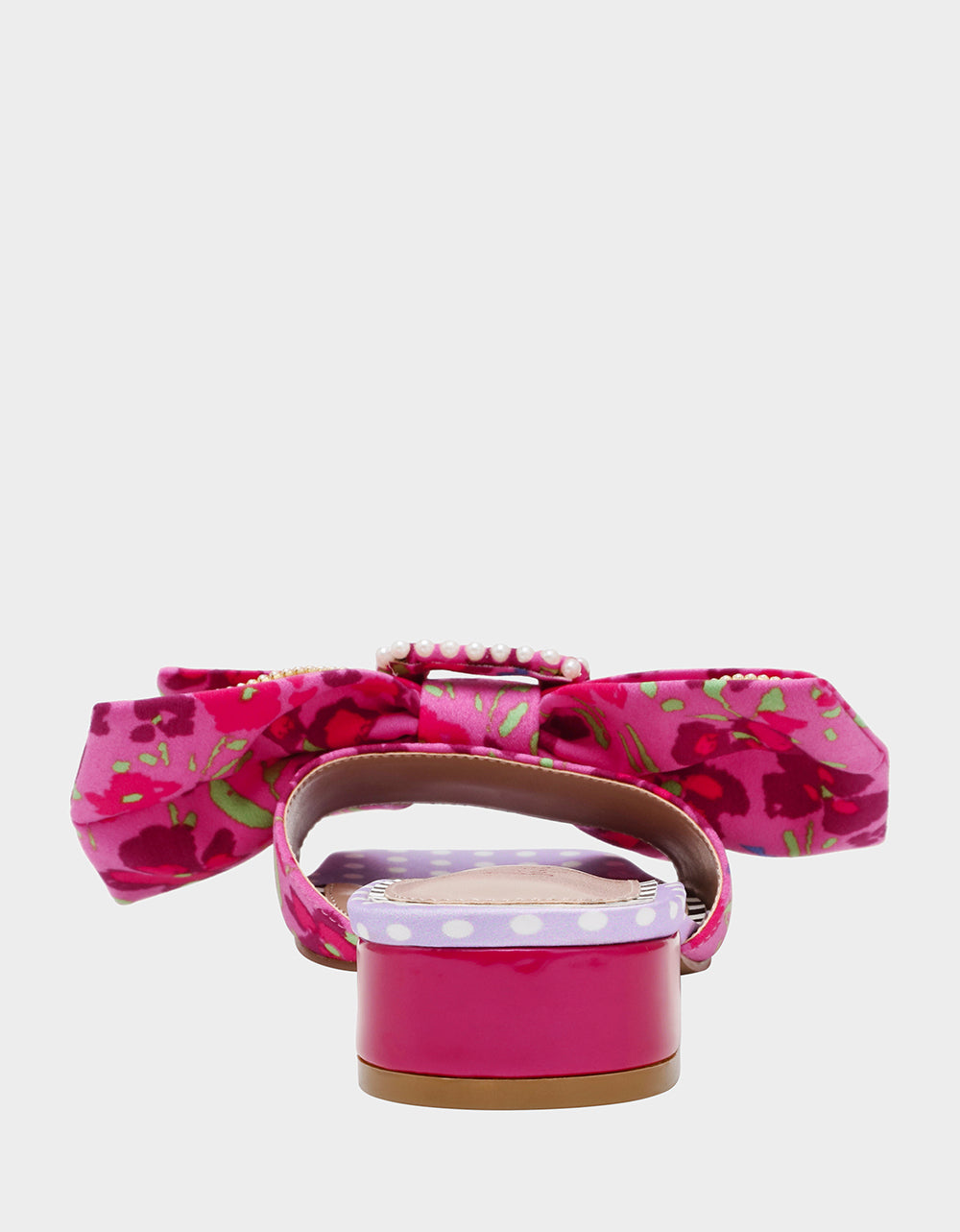 Betsey Johnson Classic | GARNET PINK FLORAL Square-Toe Mule Block Heel