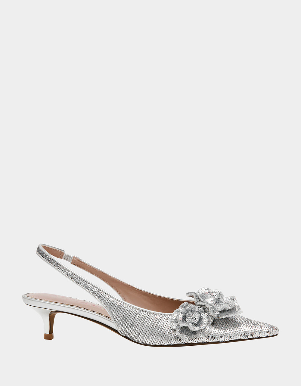 Betsey Johnson Premium | AURORRA SILVER Sequins Kitten Heel