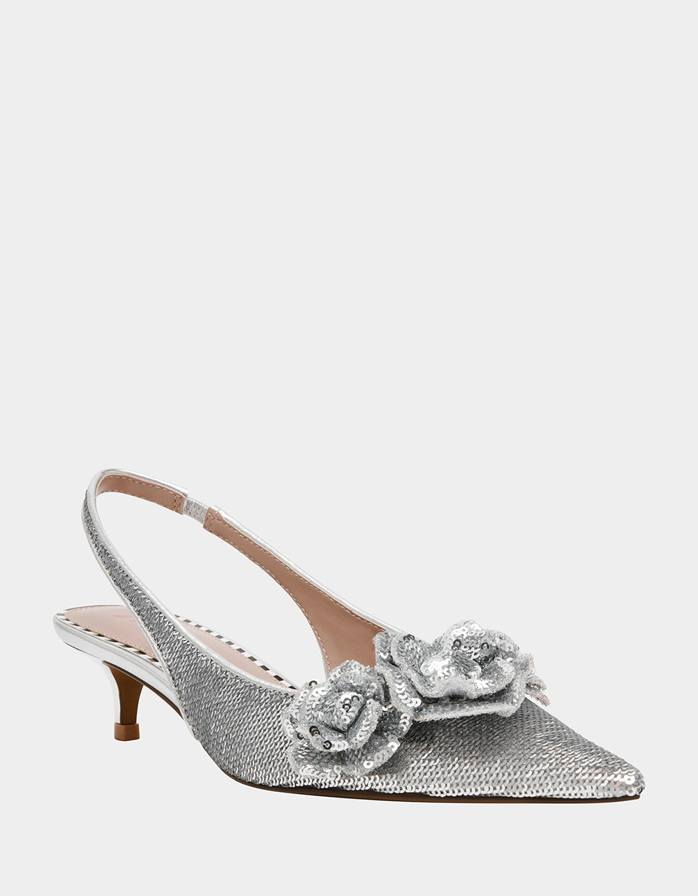 Betsey Johnson Premium | AURORRA SILVER Sequins Kitten Heel
