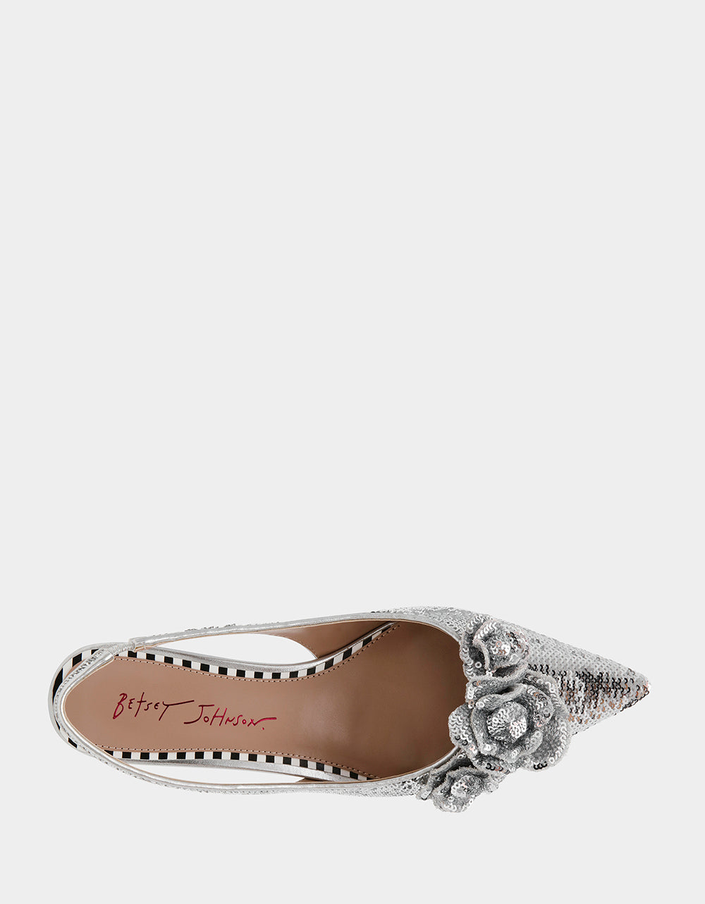 Betsey Johnson Premium | AURORRA SILVER Sequins Kitten Heel
