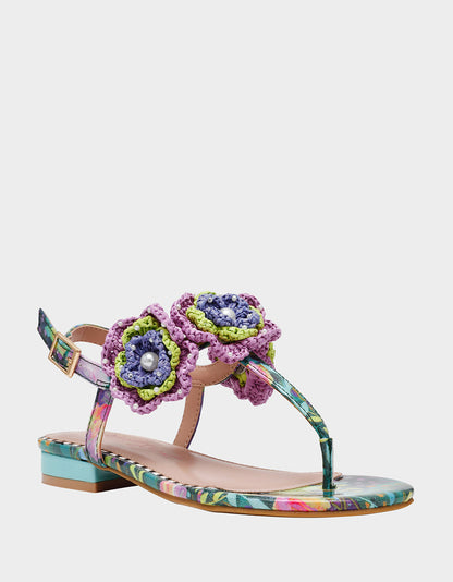 Betsey Johnson Best Seller | CINDII BRIGHT MULTI T-Strap Flat Thong Sandal