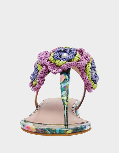 Betsey Johnson Best Seller | CINDII BRIGHT MULTI T-Strap Flat Thong Sandal