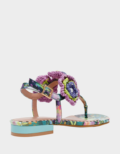 Betsey Johnson Best Seller | CINDII BRIGHT MULTI T-Strap Flat Thong Sandal
