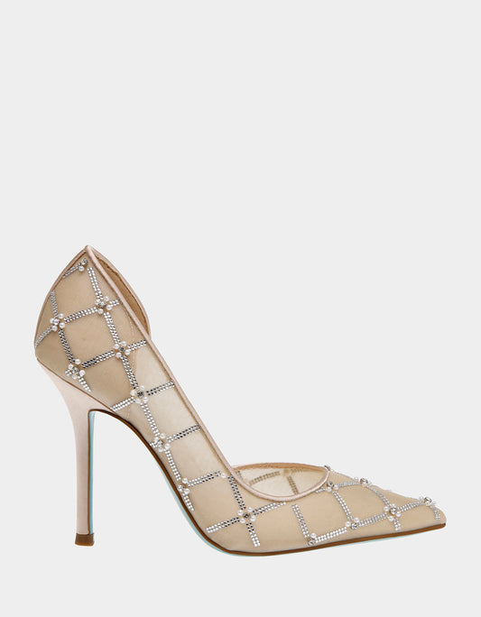 Betsey Johnson New | CRUZE NUDE Pointed Toe Mesh Heel