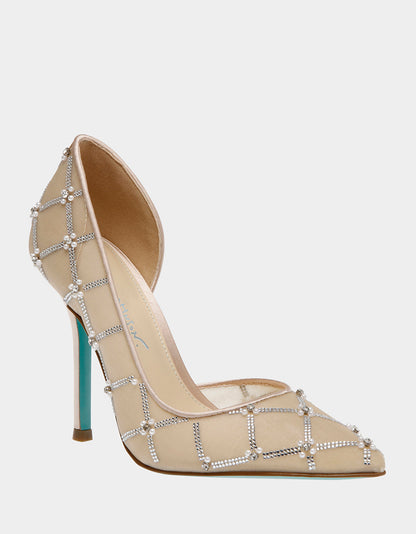 Betsey Johnson New | CRUZE NUDE Pointed Toe Mesh Heel