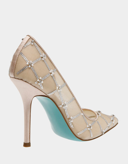 Betsey Johnson New | CRUZE NUDE Pointed Toe Mesh Heel