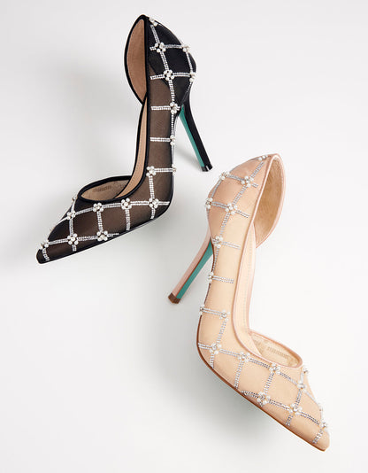 Betsey Johnson New | CRUZE NUDE Pointed Toe Mesh Heel