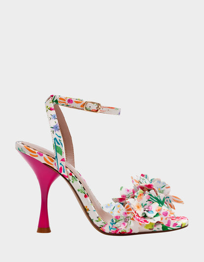 Betsey Johnson Classic | HILLEY NATURAL FLORAL MULTI Women's Floral High Heel Stiletto Sandal