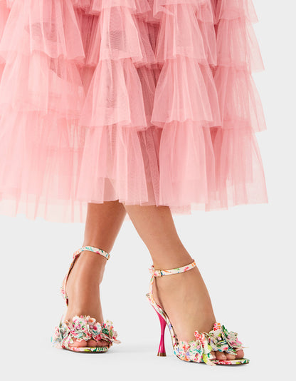 Betsey Johnson Classic | HILLEY NATURAL FLORAL MULTI Women's Floral High Heel Stiletto Sandal