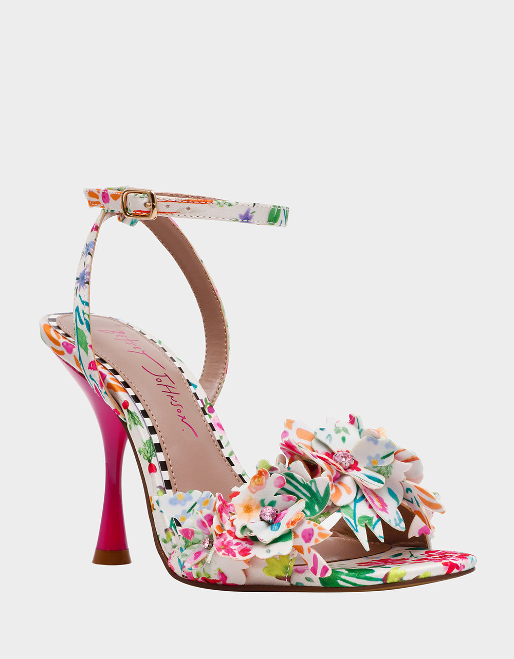 Betsey Johnson Classic | HILLEY NATURAL FLORAL MULTI Women's Floral High Heel Stiletto Sandal