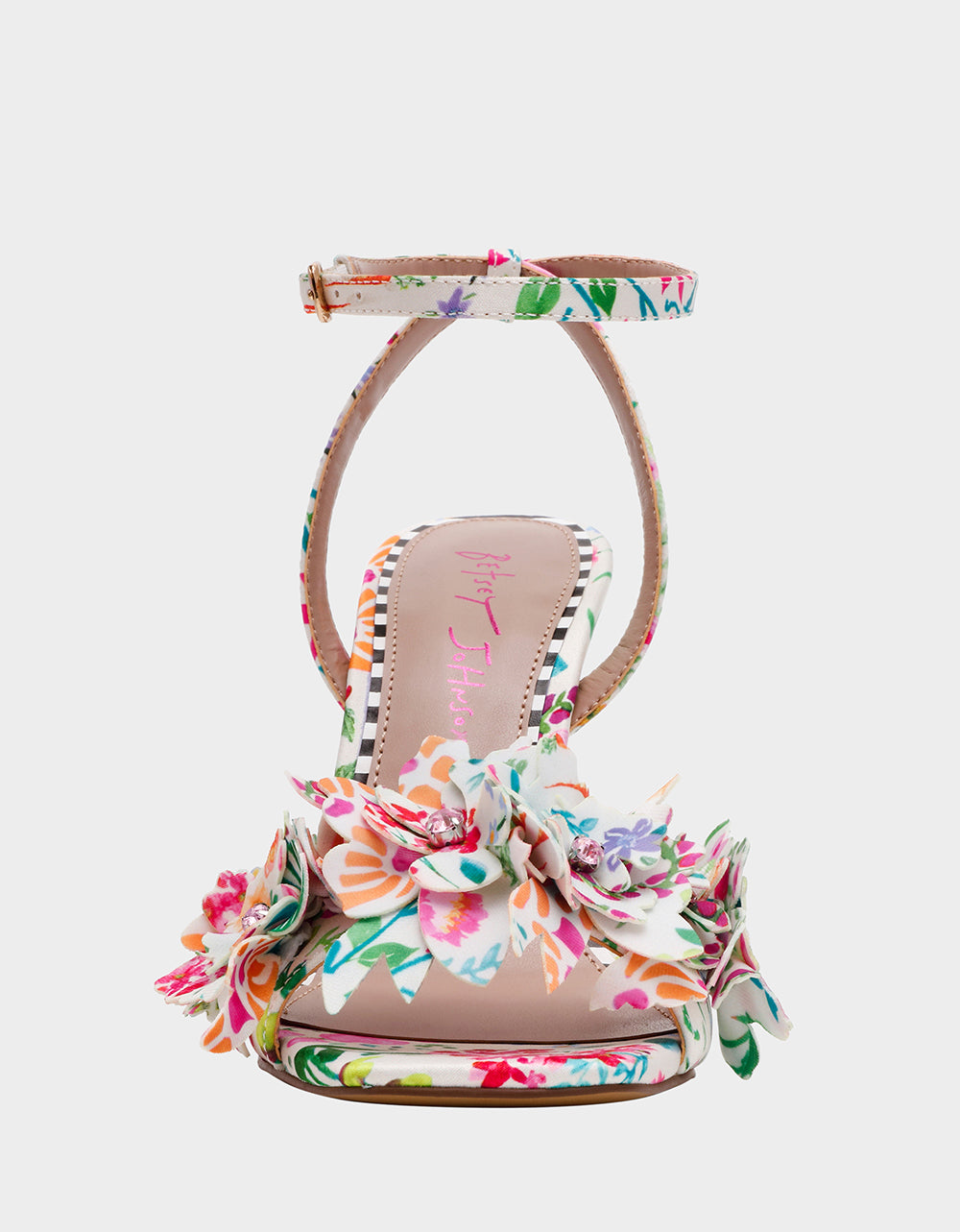 Betsey Johnson Classic | HILLEY NATURAL FLORAL MULTI Women's Floral High Heel Stiletto Sandal