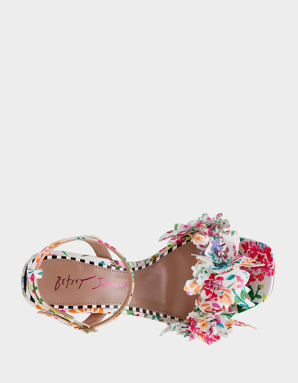 Betsey Johnson Classic | HILLEY NATURAL FLORAL MULTI Women's Floral High Heel Stiletto Sandal