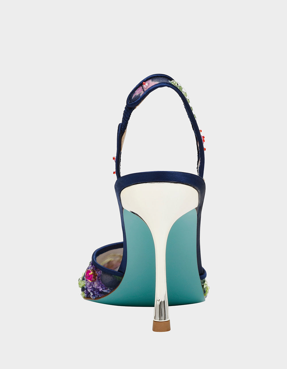 Betsey Johnson Sale | VELMA NAVY MULTI Pointed-Toe Stiletto Pump Mesh Heel