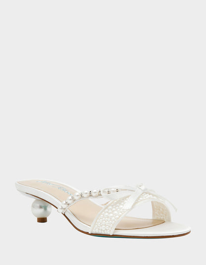 Betsey Johnson Everyday | MANDY PEARL Women's Strappy Pearl Embellished Kitten Heel