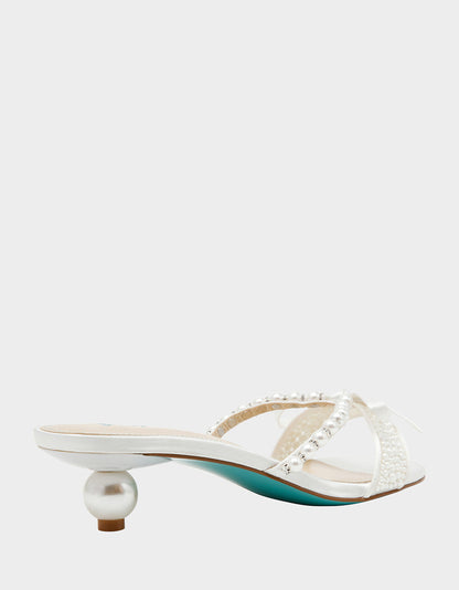 Betsey Johnson Everyday | MANDY PEARL Women's Strappy Pearl Embellished Kitten Heel
