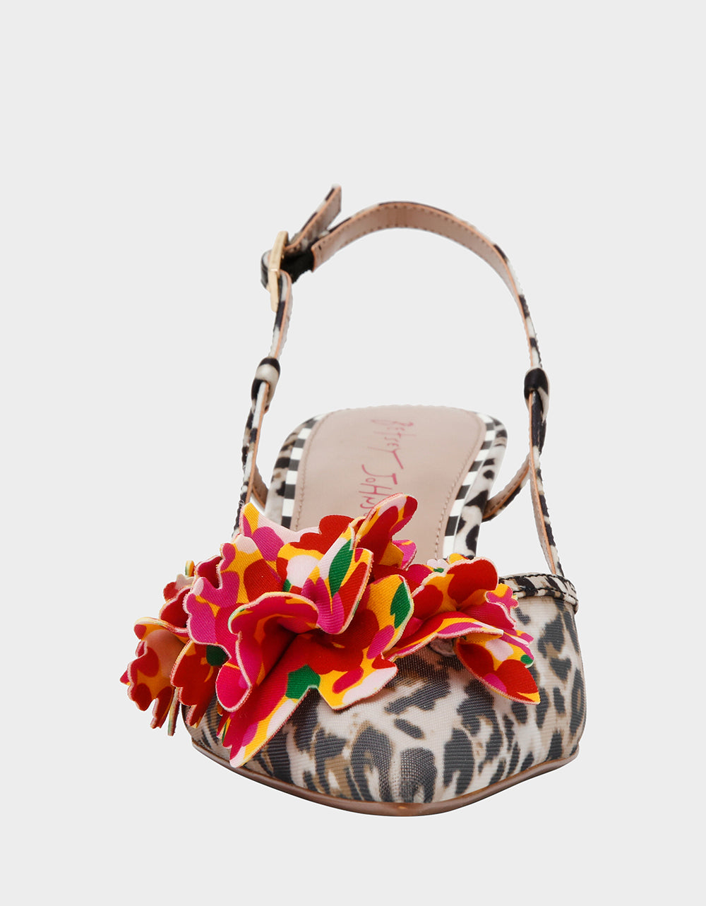 Betsey Johnson Sale | BAYLEE LEOPARD MULTI Women's Leopard Floral Slingback Kitten Heel