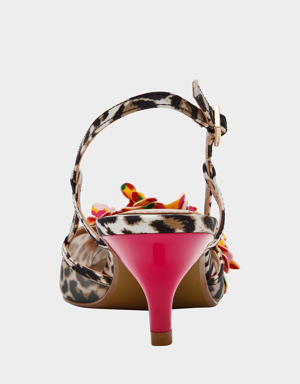 Betsey Johnson Sale | BAYLEE LEOPARD MULTI Women's Leopard Floral Slingback Kitten Heel