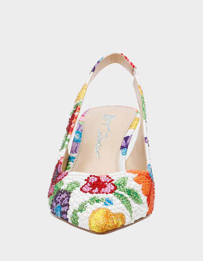 Betsey Johnson Recommended | CLARK BRIGHT MULTI Women's Rhinestone Floral Heel