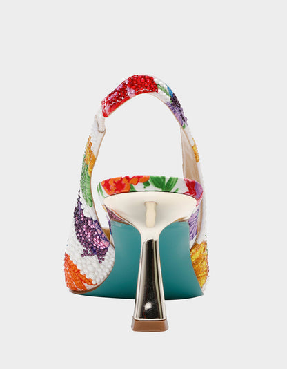 Betsey Johnson Recommended | CLARK BRIGHT MULTI Women's Rhinestone Floral Heel