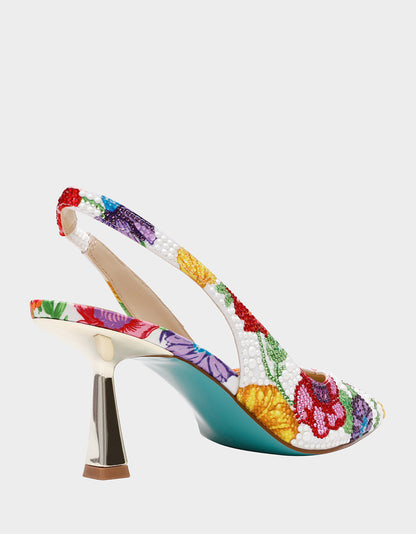 Betsey Johnson Recommended | CLARK BRIGHT MULTI Women's Rhinestone Floral Heel