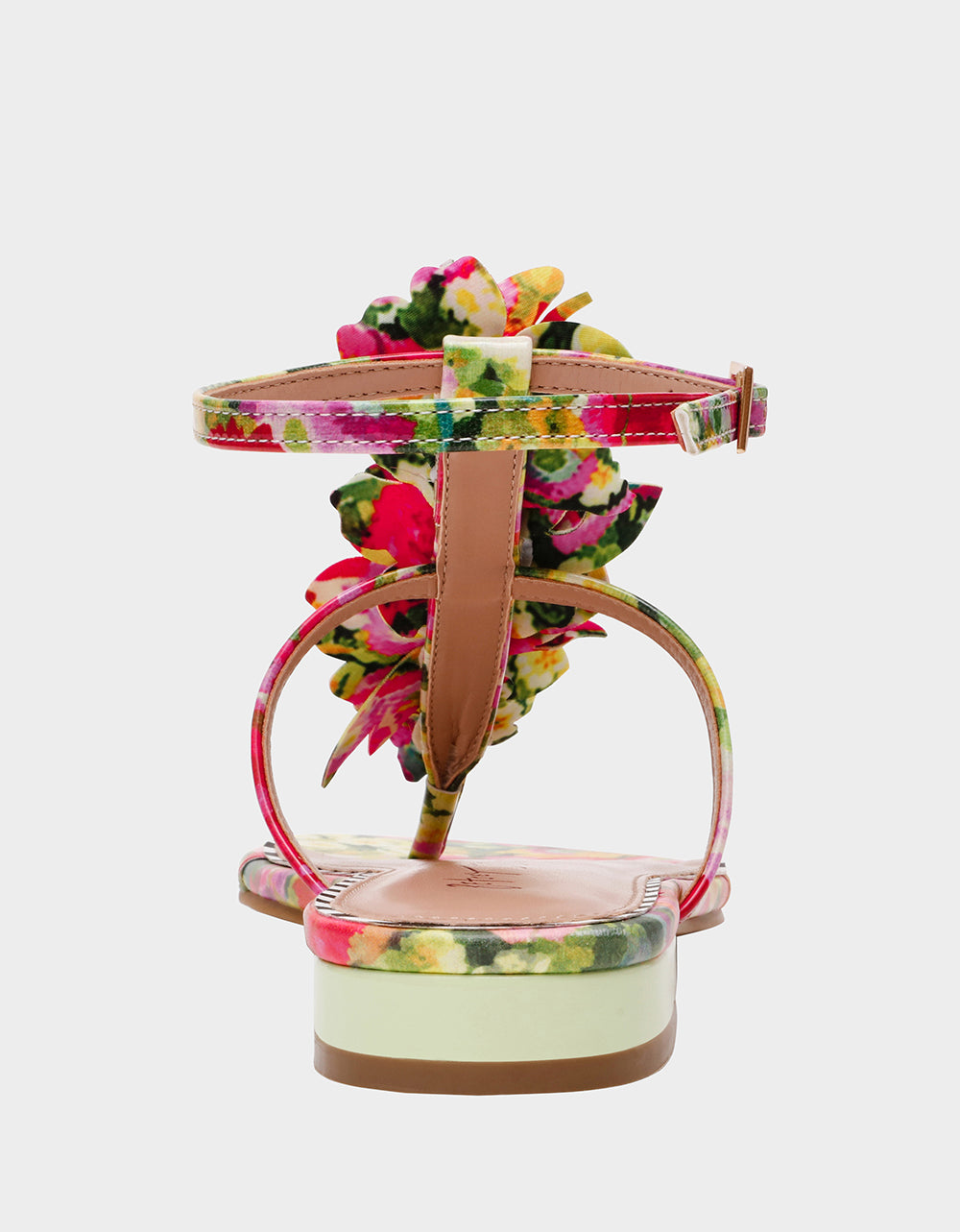 Betsey Johnson New | KENEDY GREENN FLORAL MULTI Women's Flat Pink and Green Floral Sandal
