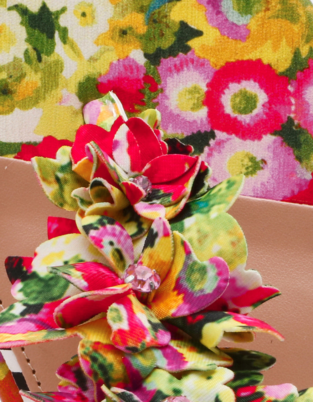 Betsey Johnson New | KENEDY GREENN FLORAL MULTI Women's Flat Pink and Green Floral Sandal