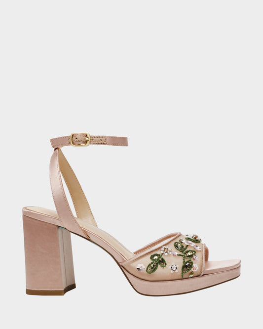 Betsey Johnson New | KIRRA NUDE Platform Strappy Square-Toe Block Heel
