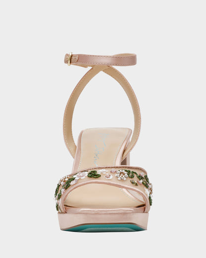 Betsey Johnson New | KIRRA NUDE Platform Strappy Square-Toe Block Heel
