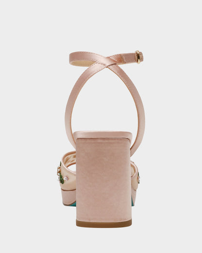 Betsey Johnson New | KIRRA NUDE Platform Strappy Square-Toe Block Heel