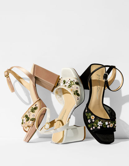 Betsey Johnson New | KIRRA NUDE Platform Strappy Square-Toe Block Heel