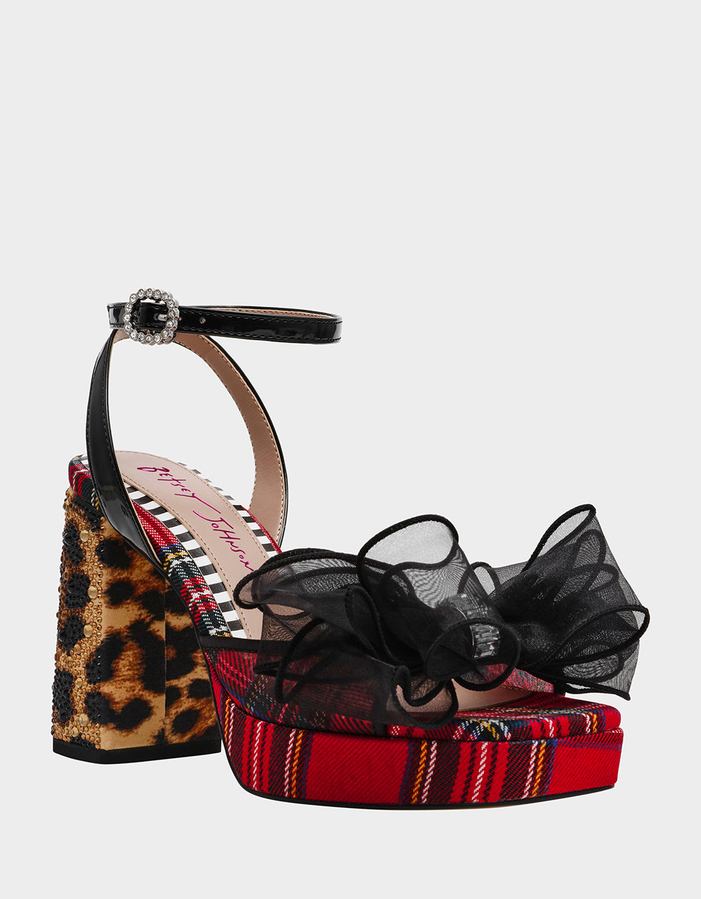 Betsey Johnson Featured | PALLOMA RED PLAID Women's Platform Block Heel