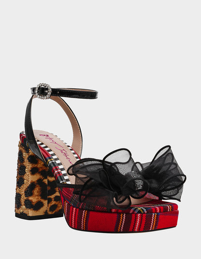 Betsey Johnson Featured | PALLOMA RED PLAID Women's Platform Block Heel