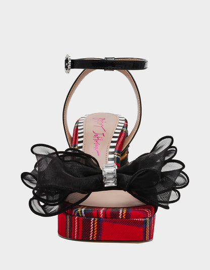 Betsey Johnson Featured | PALLOMA RED PLAID Women's Platform Block Heel