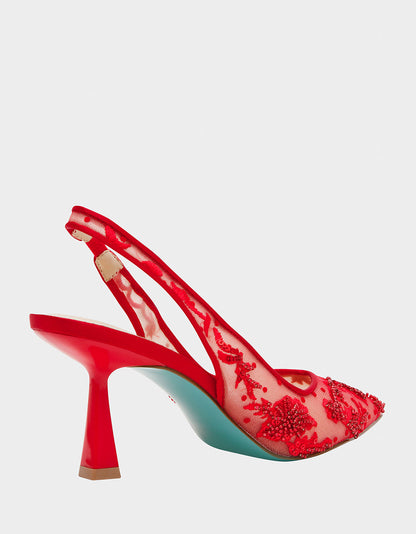 Betsey Johnson Value | NIKKI RED Pointed Toe Slingback Heel