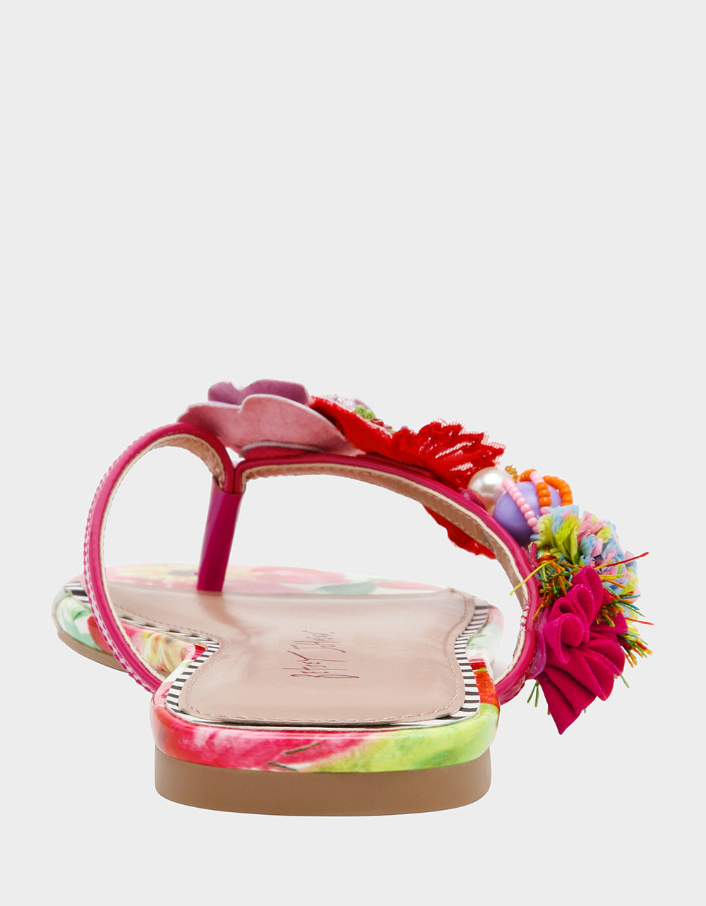 Betsey Johnson Latest | DOLORIS Bright Multi Women's Thong Strappy Flower Embellished Sandal