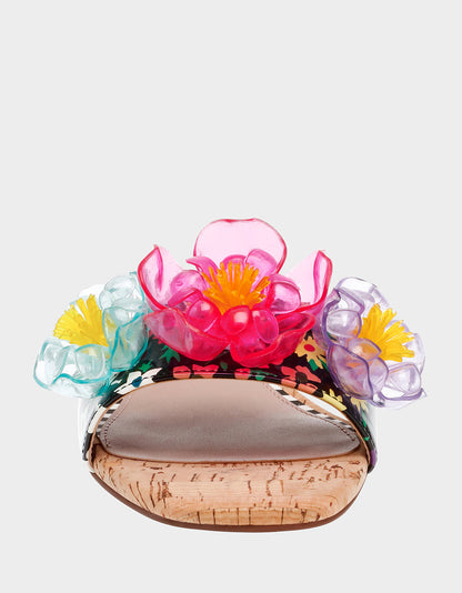Betsey Johnson Best Seller | BRICE BLACK MULTI Floral Slide Sandal