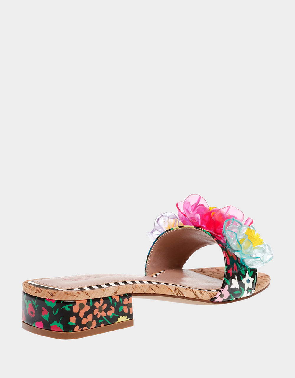 Betsey Johnson Best Seller | BRICE BLACK MULTI Floral Slide Sandal