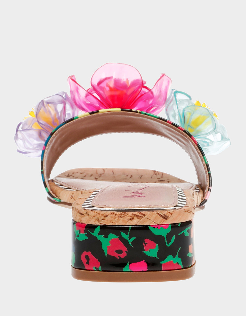 Betsey Johnson Best Seller | BRICE BLACK MULTI Floral Slide Sandal