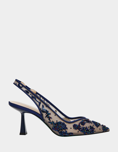 Betsey Johnson Trusted | NIKKI NAVY Slingback Pointed Toe Heel