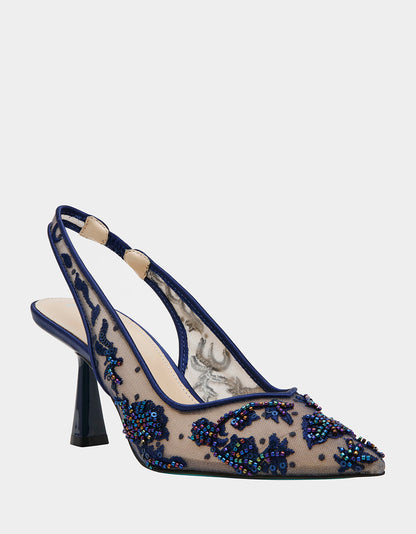 Betsey Johnson Trusted | NIKKI NAVY Slingback Pointed Toe Heel