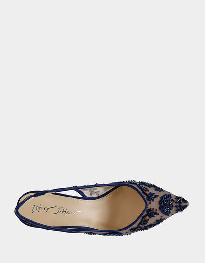Betsey Johnson Trusted | NIKKI NAVY Slingback Pointed Toe Heel