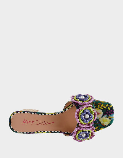 Betsey Johnson Sale | DIETRICH BRIGHT MULTI Square-Toe Mule Heel