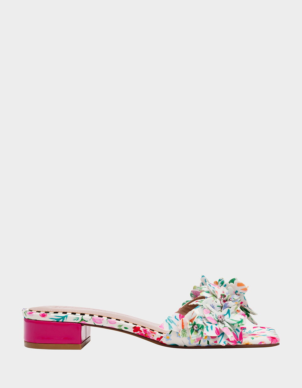 Betsey Johnson Everyday | GLORRIA NATURAL FLORAL MULTI Women's Slip-On Low Block Heel Floral Sandal