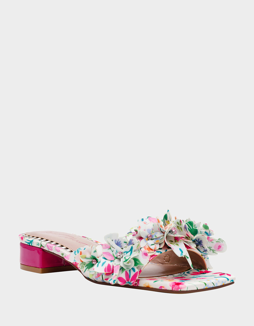 Betsey Johnson Everyday | GLORRIA NATURAL FLORAL MULTI Women's Slip-On Low Block Heel Floral Sandal