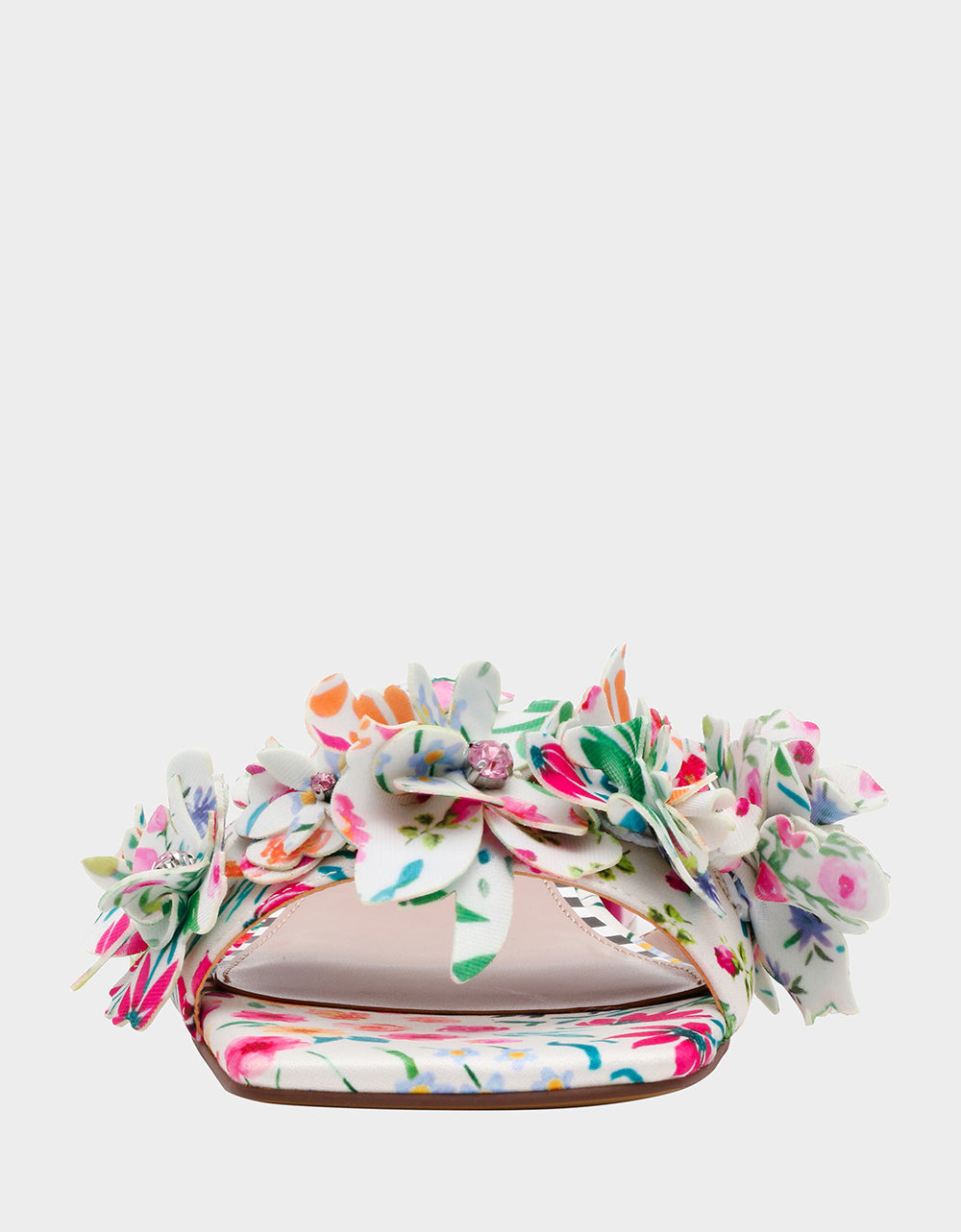 Betsey Johnson Everyday | GLORRIA NATURAL FLORAL MULTI Women's Slip-On Low Block Heel Floral Sandal